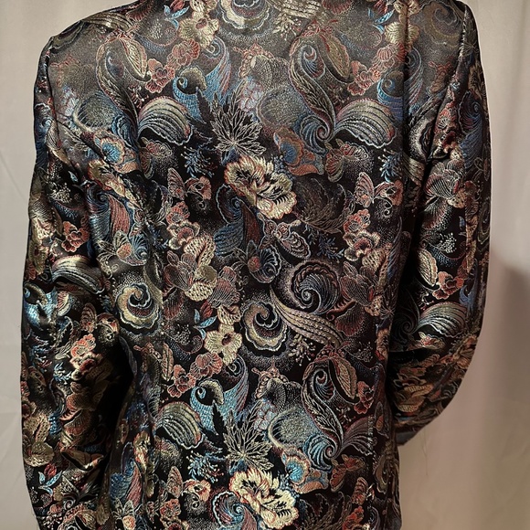 Black Satin Asian Style Blazer Jacket Size Medium - Picture 3 of 6